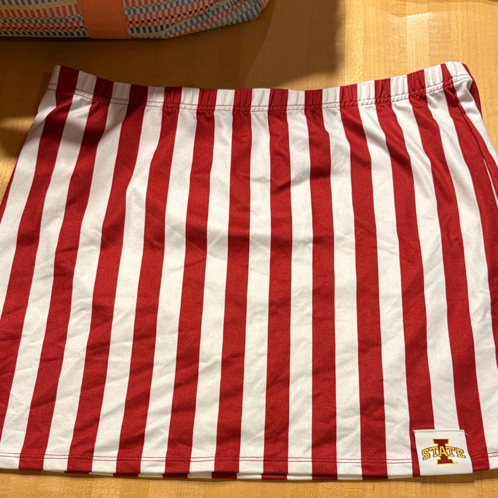 Red and White Striped Women's Mini Skirt